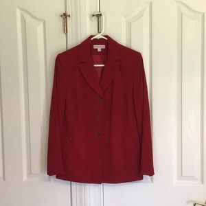 Deep red blazer, fitted, size 4